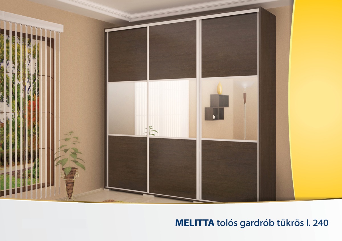Gardróbok : melitta tolóajtós gardrób tükrös i. 240 cm